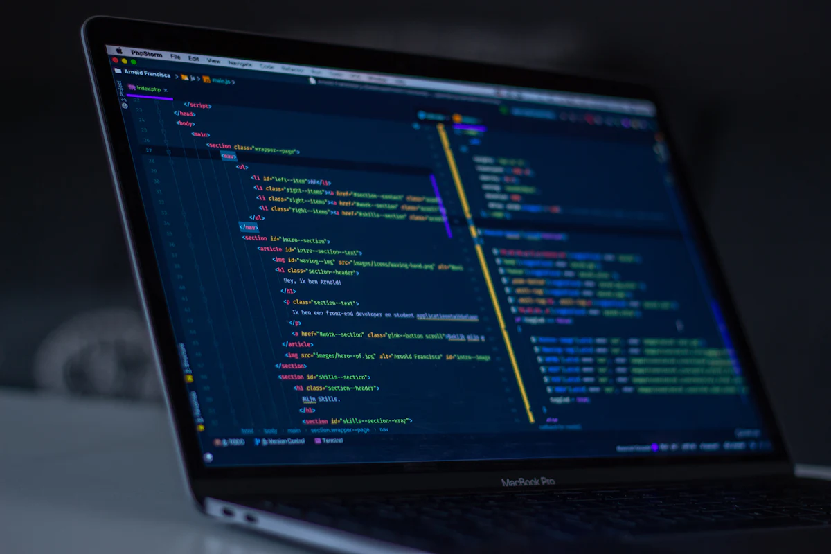 Lines of code in a modern editor, representing AptixLabs production tech stack